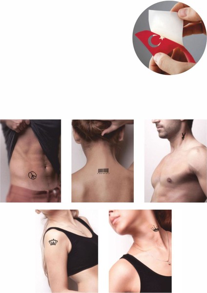 Barış ve Taç Desenleri Hint Kınası ile Geçici Dövme Yapma Seti