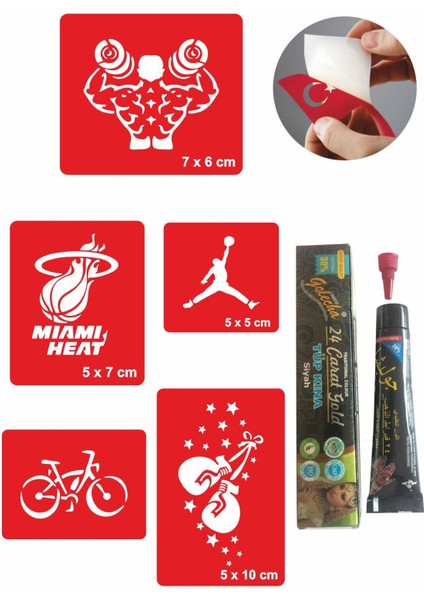 Sporcu Sembolleri Hint Kınası ile Geçici Dövme Yapma Seti