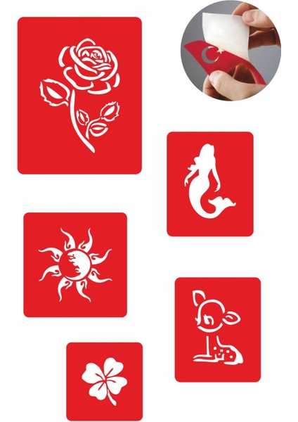 Doğa Modelleri 5 Adet Geçici Dövme Kına Şablonu