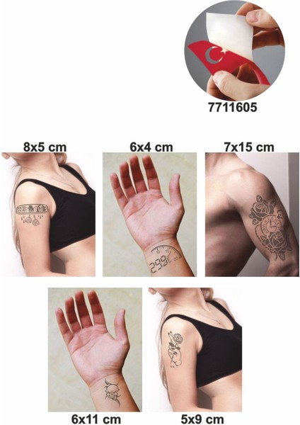 Ibre Hız Desenleri Hint Kınası ile Geçici Dövme Yapma Seti