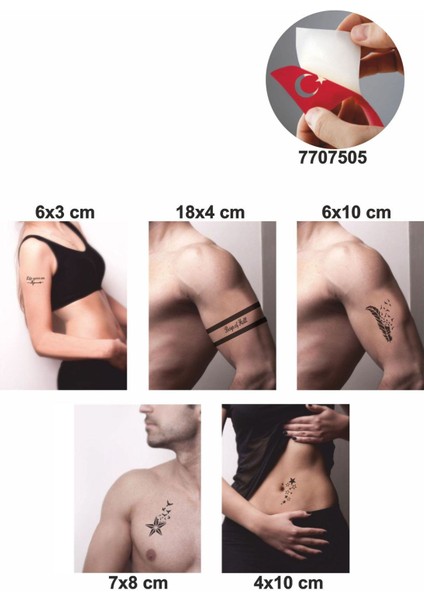 Kuşlar ve Yıldızlar 5 Adet Geçici Dövme Kına Şablonu