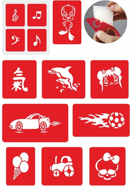 Çocuksu Tasarımlar Geçici Dövme Şablonları 10 Adet Kampanya Ürünü