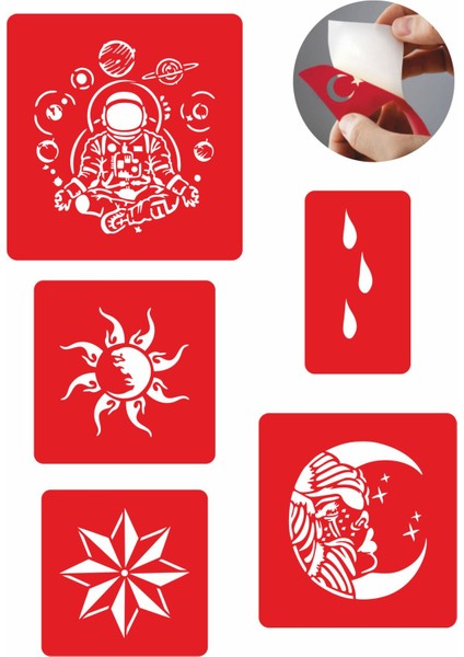 Öte Alemler 5 Adet Geçici Dövme Kına Şablonu