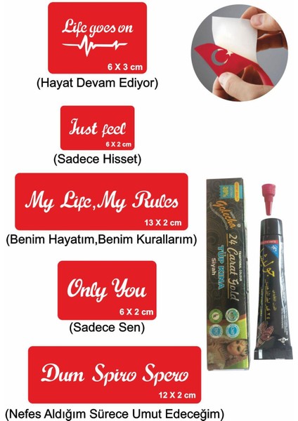 Ingilizce Sloganlar Hint Kınası ile Geçici Dövme Yapma Seti
