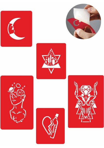 Düşüncenin Gücü 5 Adet Geçici Dövme Kına Şablonu