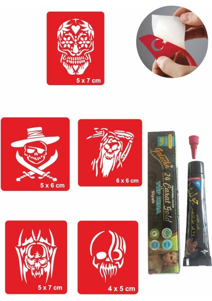 Kuru Kafa Hint Kınası ile Geçici Dövme Yapma Seti