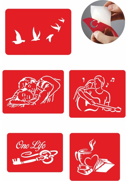 Sarmaş Dolaş Desenler 5 Adet Geçici Dövme Kına Şablonu