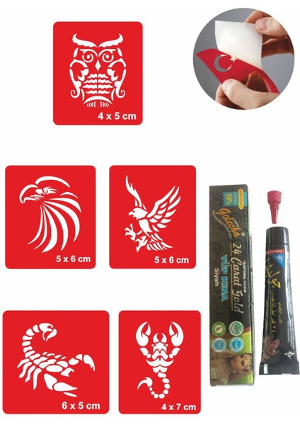 Akrep Baykuş Hint Kınası ile Geçici Dövme Yapma Seti