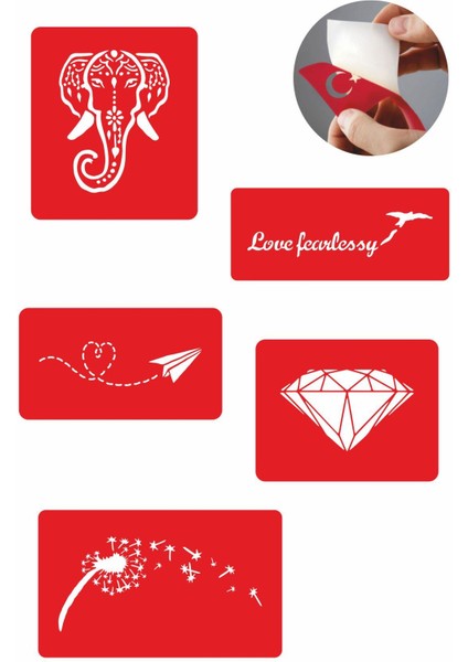 Filli 5 Adet Geçici Dövme Kına Şablonu