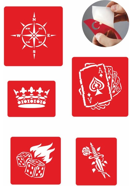 Şans Oyunları 5 Adet Geçici Dövme Kına Şablonu