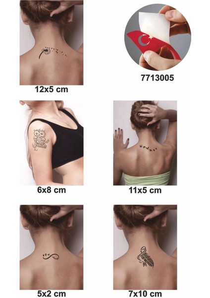 Tüy Gibi Hafif 5 Adet Geçici Dövme Kına Şablonu