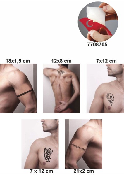 Güçlü Erkek Modelleri 5 Adet Geçici Dövme Kına Şablonu