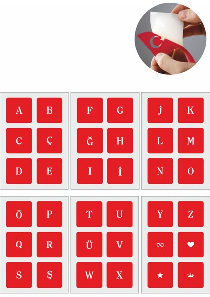 Düz Font Kare Harf Geçici Dövme Şablonu