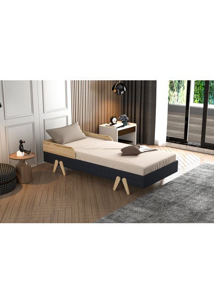Elif Unisex Bebek ve Çocuk Karyolası-Ahşap Çocuk Karyolası Elif-Antrasit modelleri