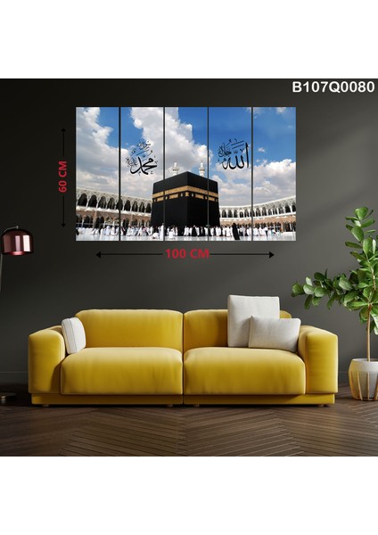 5 Parçalı Dekoratif Ahşap Duvar Tablosu 60X100 cm B107Q0080