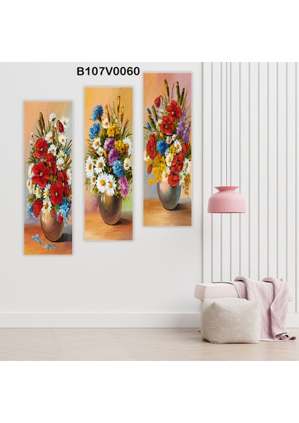 3 Parçalı Dekoratif Ahşap Duvar Tablosu 60X57 cm B107V0060