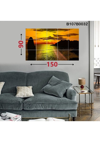 15 Parçalı Dekoratif Ahşap Duvar Tablosu 87X145 cm B107B0032