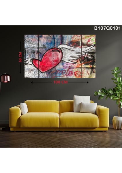 5 Parçalı Dekoratif Ahşap Duvar Tablosu 60X100 cm B107Q0101