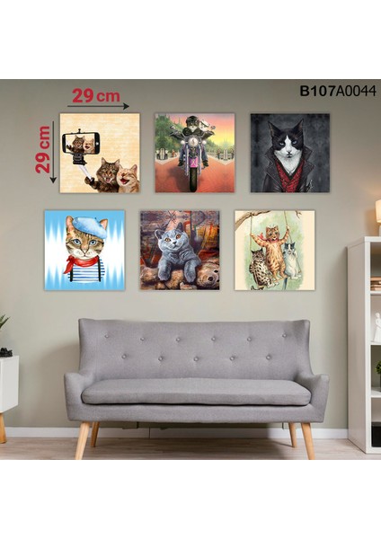 6 Parçalı Dekoratif Ahşap Duvar Tablosu 58X87 cm B107A0044