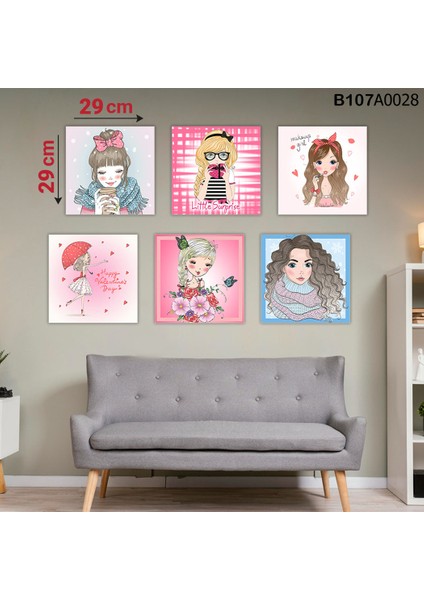 6 Parçalı Dekoratif Ahşap Duvar Tablosu 58X87 cm B107A0028