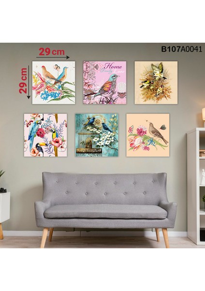 6 Parçalı Dekoratif Ahşap Duvar Tablosu 58X87 cm B107A0041