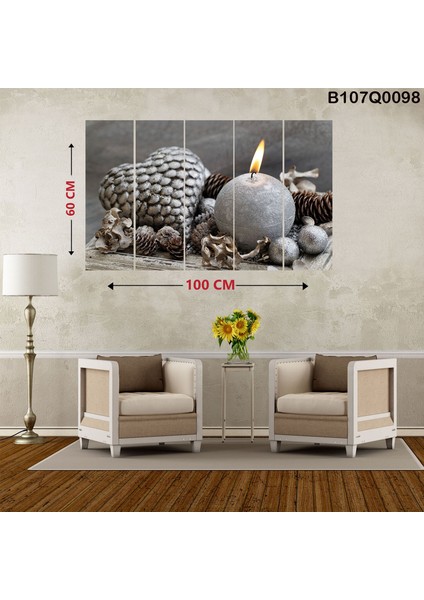5 Parçalı Dekoratif Ahşap Duvar Tablosu 60X100 cm B107Q0098