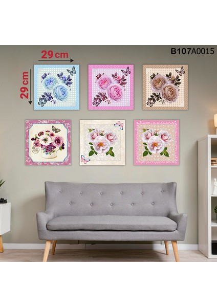 6 Parçalı Dekoratif Ahşap Duvar Tablosu 58X87 cm B107A0015