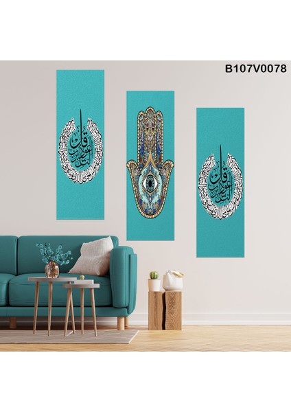 3 Parçalı Dekoratif Ahşap Duvar Tablosu 60X57 cm B107V0078