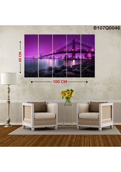 5 Parçalı Dekoratif Ahşap Duvar Tablosu 60X100 cm B107Q0046
