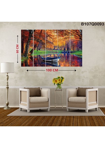 5 Parçalı Dekoratif Ahşap Duvar Tablosu 60X100 cm B107Q0093