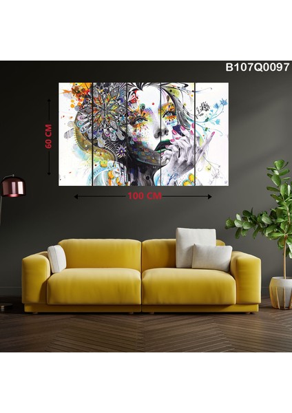5 Parçalı Dekoratif Ahşap Duvar Tablosu 60X100 cm B107Q0097