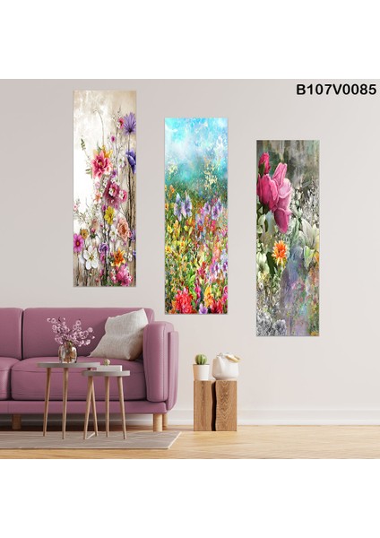 3 Parçalı Dekoratif Ahşap Duvar Tablosu 60X57 cm B107V0085