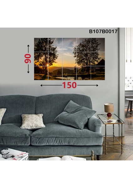 15 Parçalı Dekoratif Ahşap Duvar Tablosu 87X145 cm B107B0017