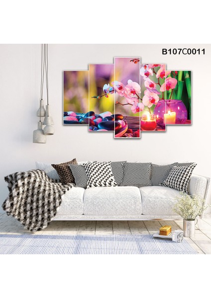 5 Parçalı Dekoratif Ahşap Duvar Tablosu 60X95 cm B107C0011