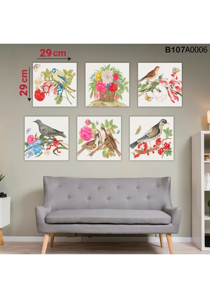 6 Parçalı Dekoratif Ahşap Duvar Tablosu 58X87 cm B107A0006