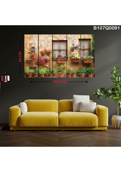 5 Parçalı Dekoratif Ahşap Duvar Tablosu 60X100 cm B107Q0091