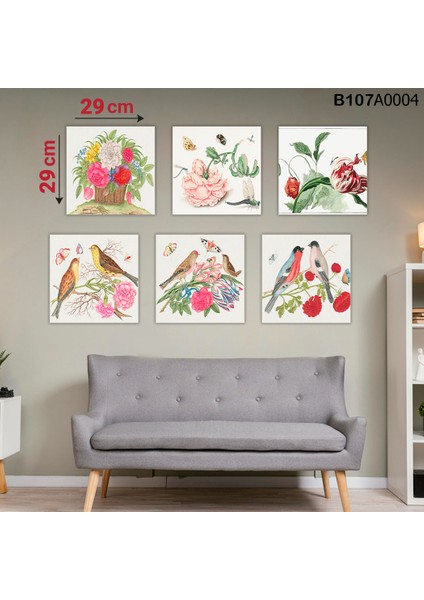 6 Parçalı Dekoratif Ahşap Duvar Tablosu 58X87 cm B107A0004