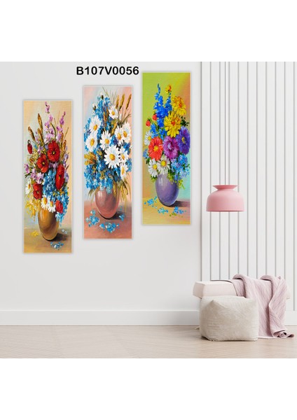 3 Parçalı Dekoratif Ahşap Duvar Tablosu 60X57 cm B107V0056