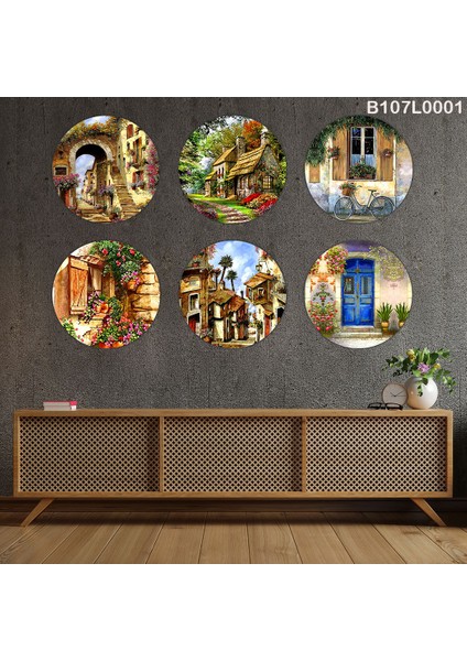 6 Parçalı Dekoratif Ahşap Duvar Tablosu 58X87 cm B107L0001