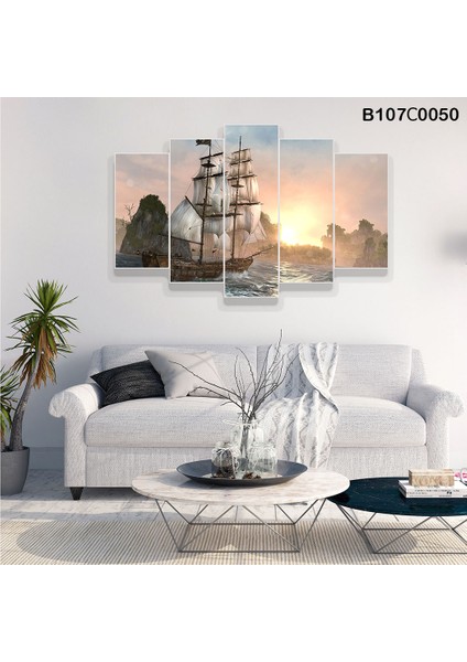 5 Parçalı Dekoratif Ahşap Duvar Tablosu 60X95 cm B107C0050
