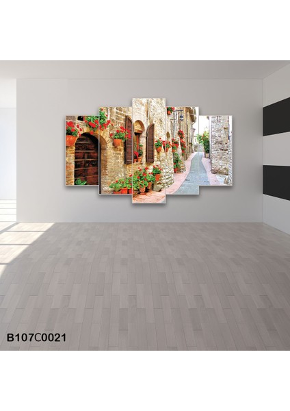 5 Parçalı Dekoratif Ahşap Duvar Tablosu 60X95 cm B107C0021