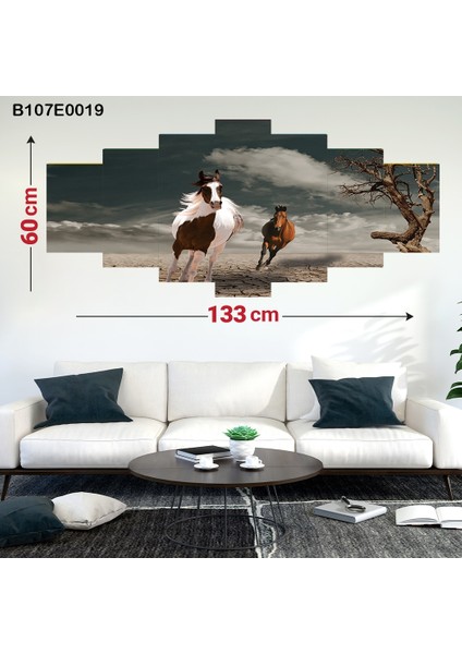 7 Parçalı Dekoratif Ahşap Duvar Tablosu 60X133 cm B107E0019