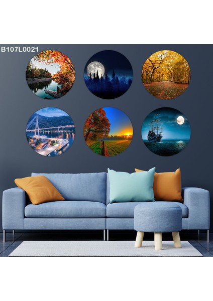 6 Parçalı Dekoratif Ahşap Duvar Tablosu 58X87 cm B107L0021