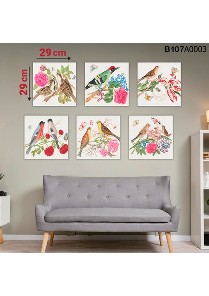 6 Parçalı Dekoratif Ahşap Duvar Tablosu 58X87 cm B107A0003