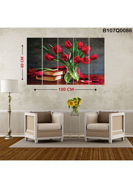 5 Parçalı Dekoratif Ahşap Duvar Tablosu 60X100 cm B107Q0086