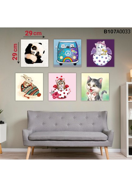 6 Parçalı Dekoratif Ahşap Duvar Tablosu 58X87 cm B107A0033