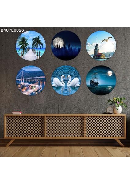 6 Parçalı Dekoratif Ahşap Duvar Tablosu 58X87 cm B107L0023