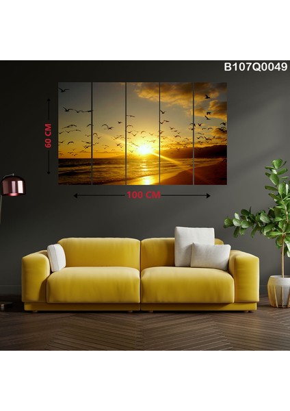 5 Parçalı Dekoratif Ahşap Duvar Tablosu 60X100 cm B107Q0049