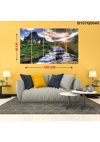 5 Parçalı Dekoratif Ahşap Duvar Tablosu 60X100 cm B107Q0040