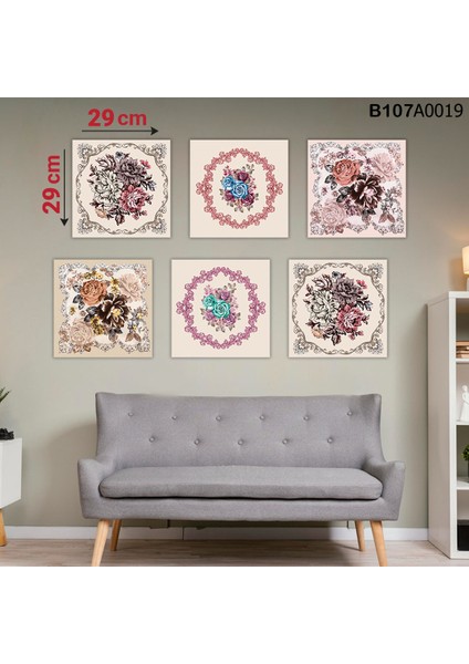 6 Parçalı Dekoratif Ahşap Duvar Tablosu 58X87 cm B107A0019